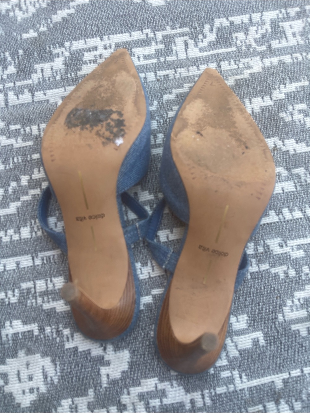 Dolce Vita Denim Pointed Slip-On Mules with Strap - Picture 2 of 3